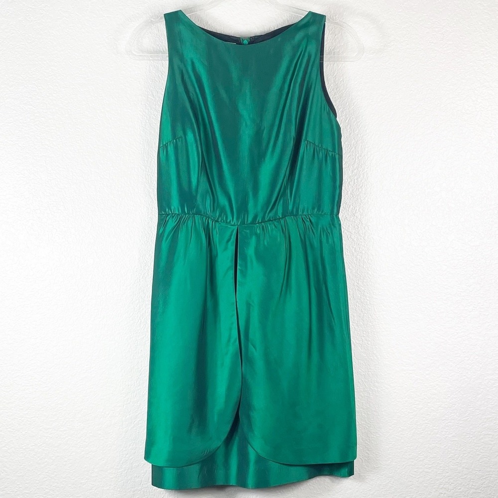 Vintage Chetta B Evening Women's Emerald Green Taffeta Dress Size 10 Sleeveless